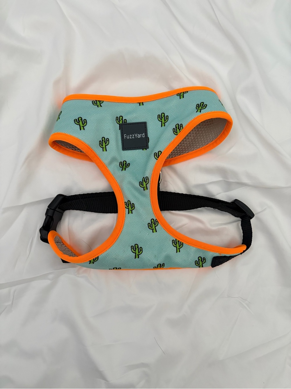 FuzzYard Mint Cactus Dog Harness with Orange Trim